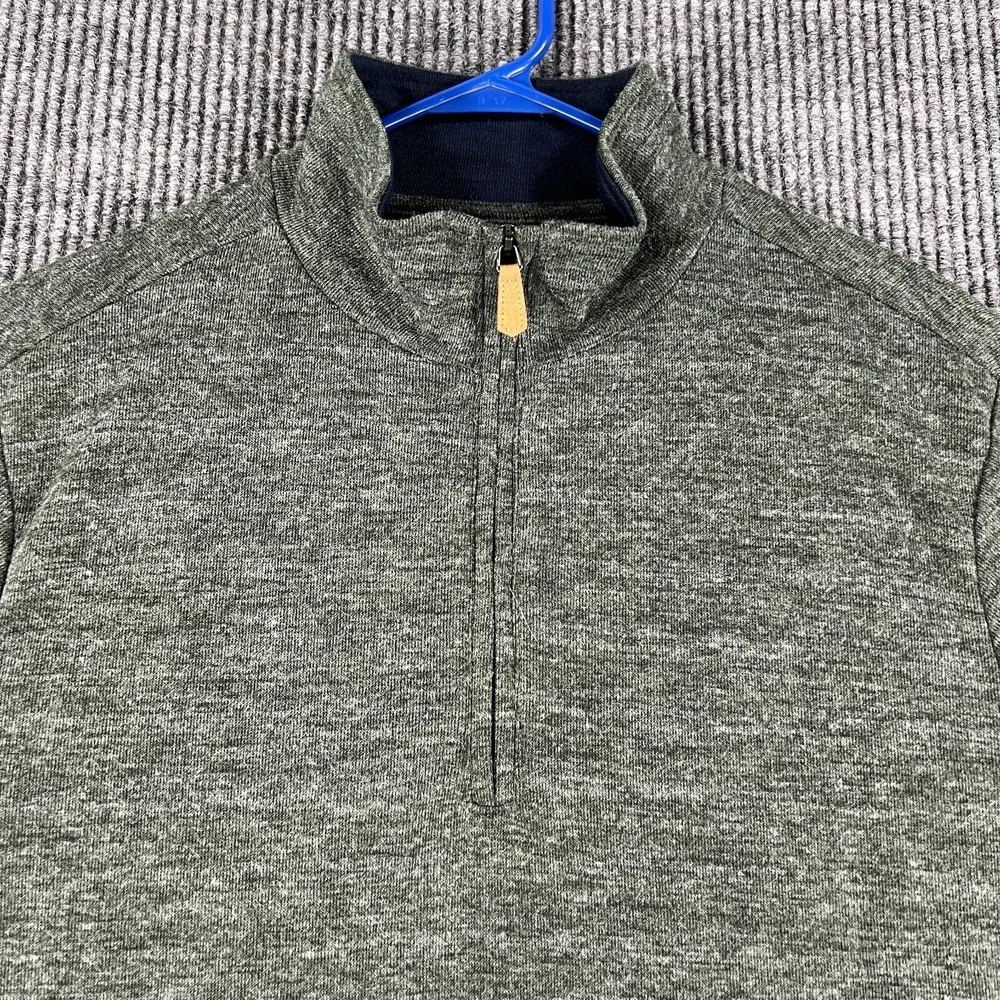 Banana Republic Mens Sweatshirt Medium Green Long Sleeve 1/4 Zip Mock Neck